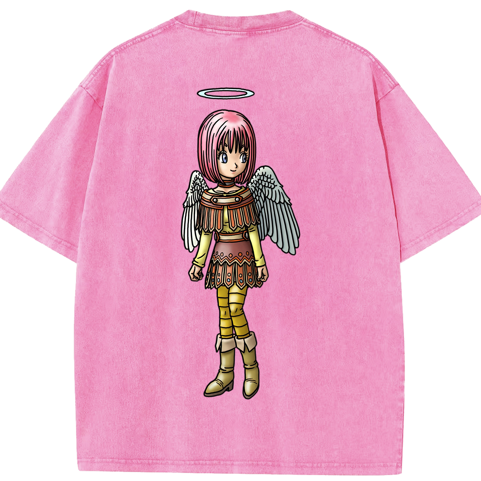 （画像用） ドラゴンクエスト Doragon Kuesuto Dragon Quest 綿100% ヴィンテージ風 半袖Tシャツ（背面プリント）